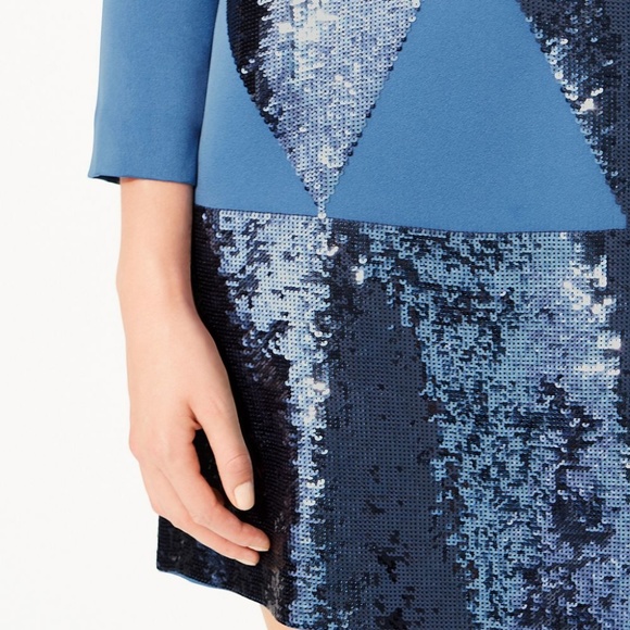 NWT Tory Burch Lantilly Blue Sequin Shift Tunic Dress Size 0 MSRP $795 - Picture 5 of 8